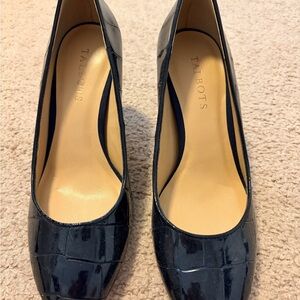 Talbots Navy Croc-Embossed Patent Pumps